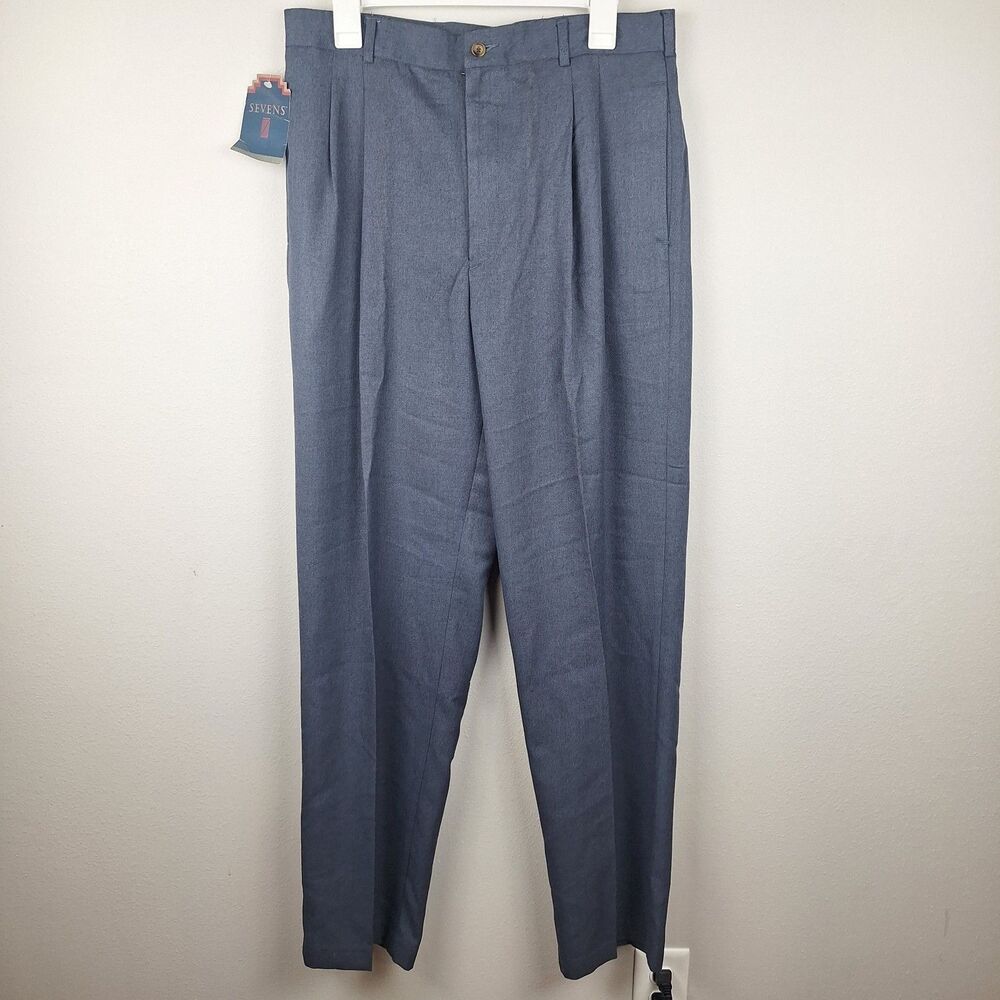 NWT Vintage Levi’s Sevens Mens Polyester Rayon Pleated Pants Gray 33x34